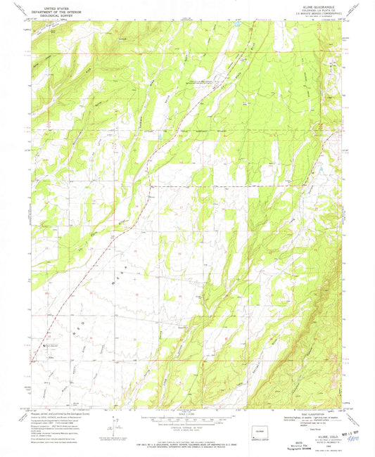 Classic USGS Kline Colorado 7.5'x7.5' Topo Map Image