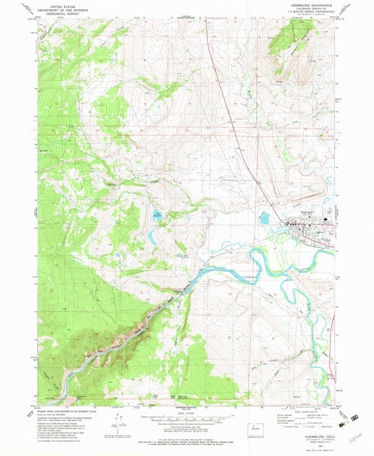 Classic USGS Kremmling Colorado 7.5'x7.5' Topo Map Image