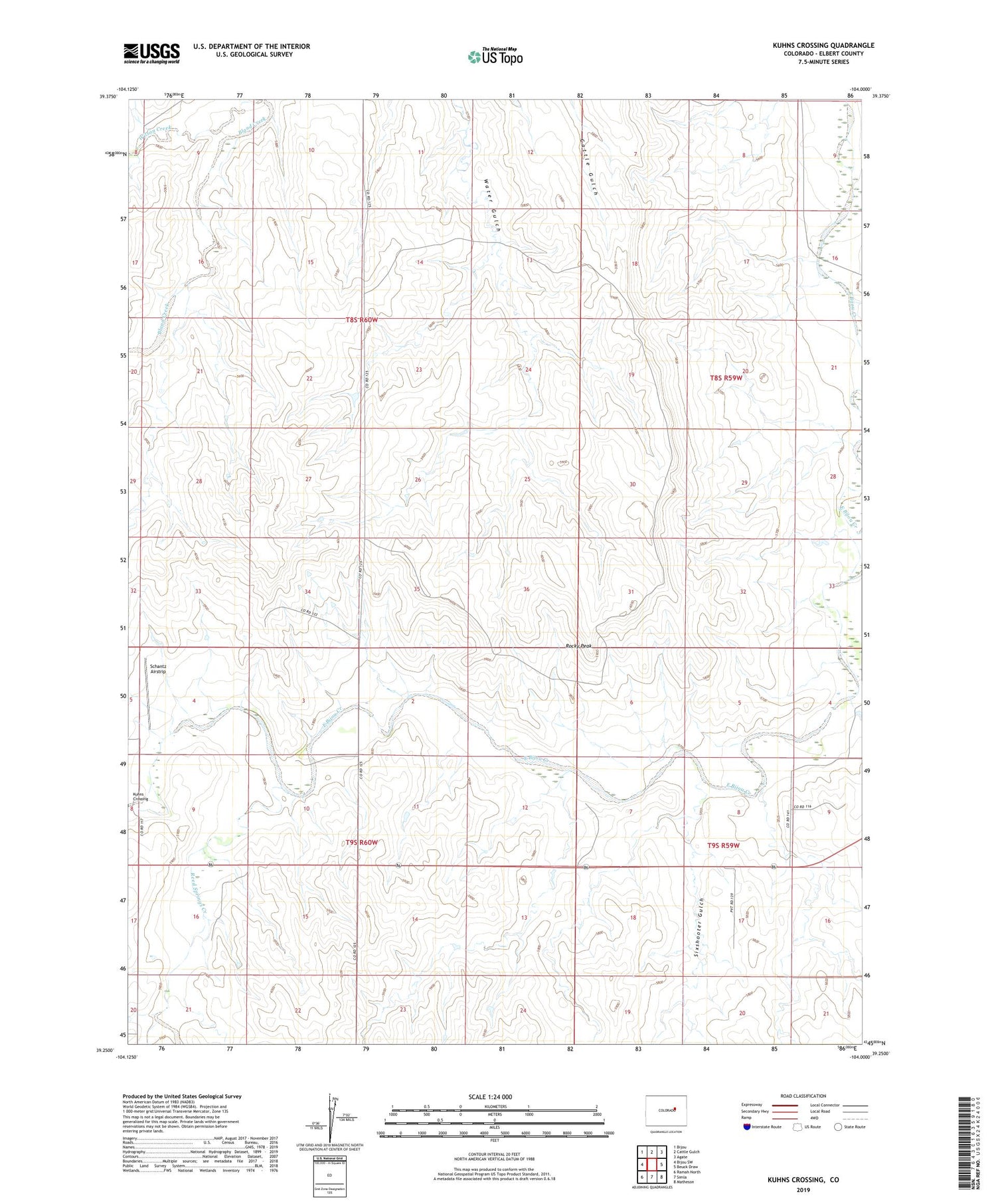 Kuhns Crossing Colorado US Topo Map Image