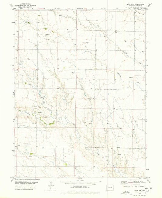 Classic USGS Kutch NW Colorado 7.5'x7.5' Topo Map Image