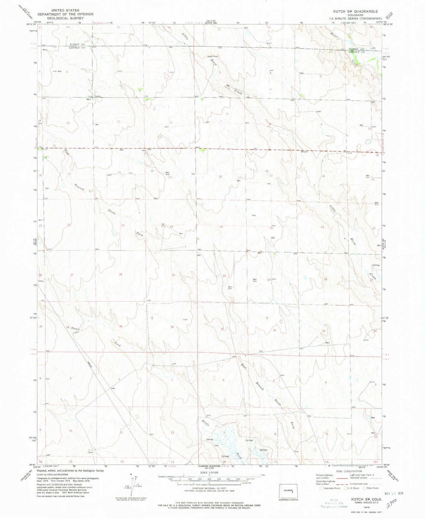 Classic USGS Kutch SW Colorado 7.5'x7.5' Topo Map Image