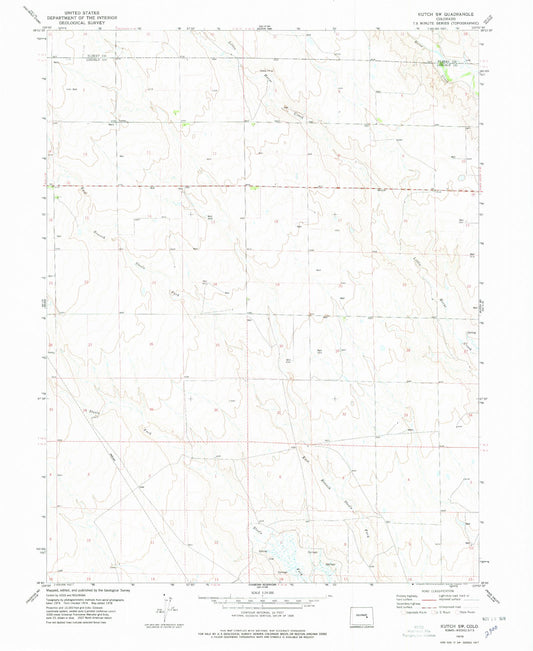 Classic USGS Kutch SW Colorado 7.5'x7.5' Topo Map Image
