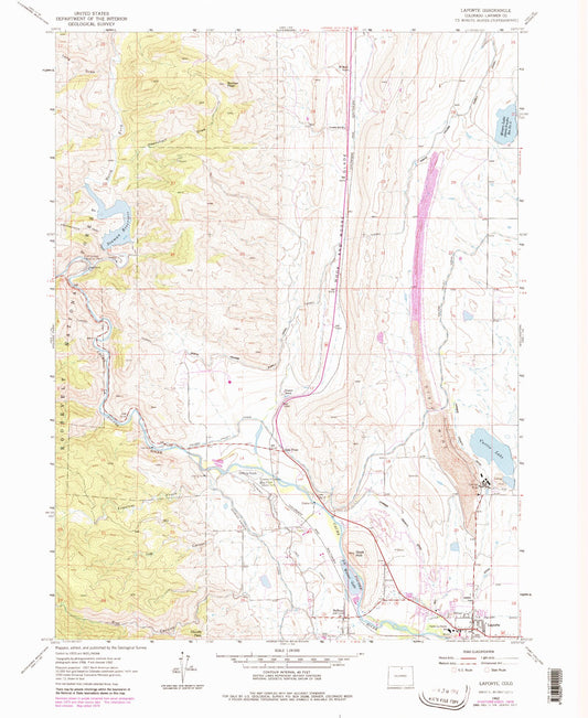 Classic USGS Laporte Colorado 7.5'x7.5' Topo Map Image