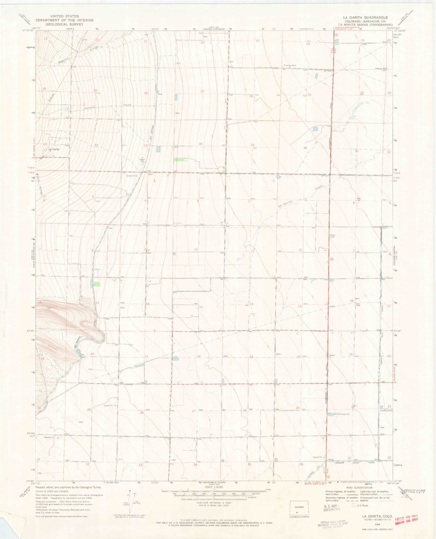 Classic USGS La Garita Colorado 7.5'x7.5' Topo Map Image