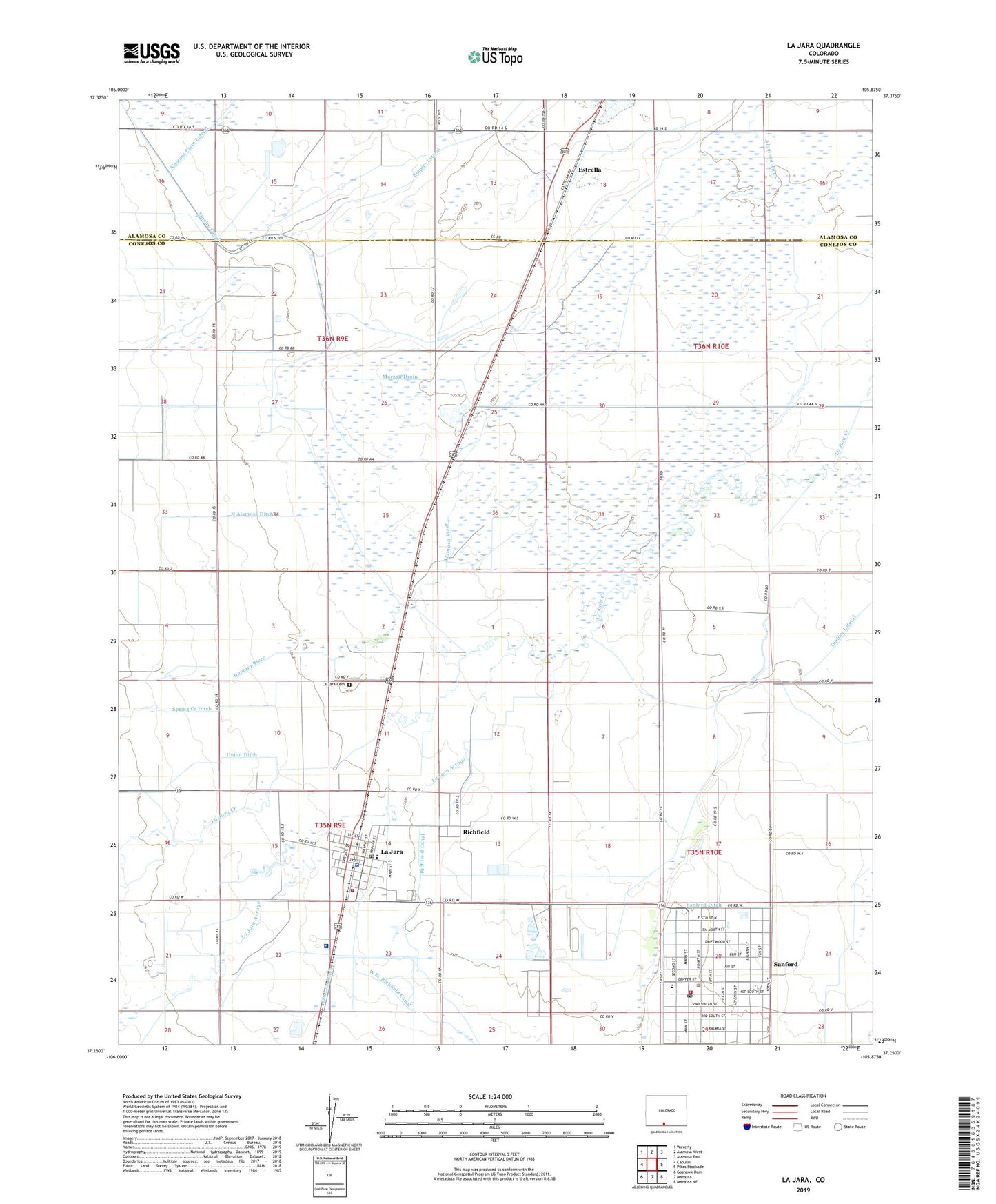 La Jara Colorado US Topo Map Image