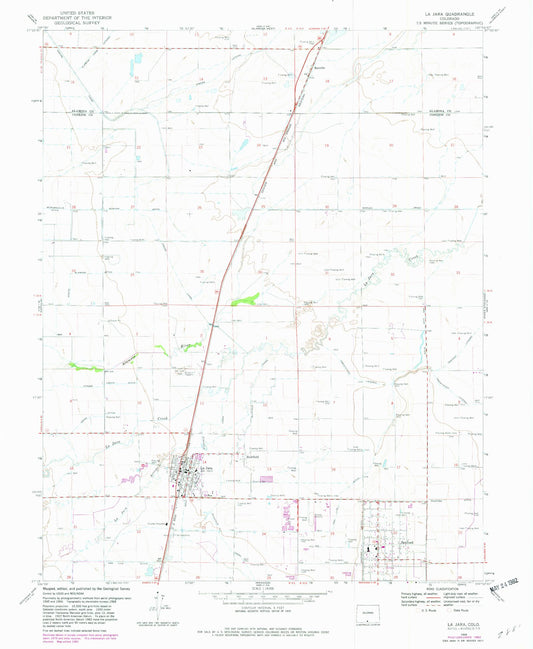 Classic USGS La Jara Colorado 7.5'x7.5' Topo Map Image