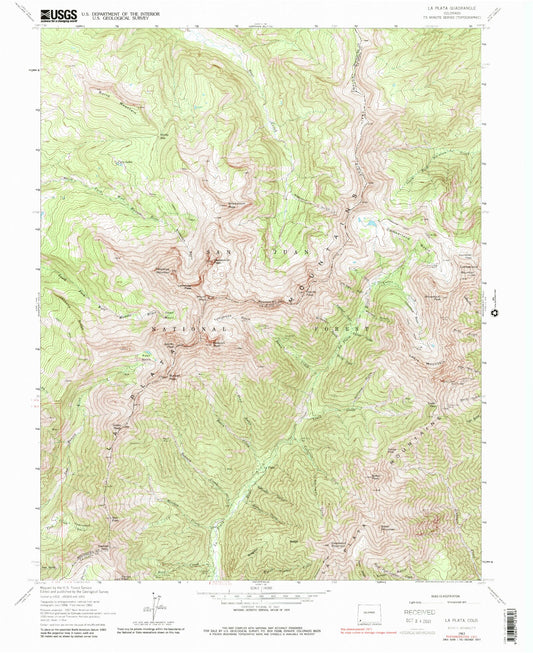 Classic USGS La Plata Colorado 7.5'x7.5' Topo Map Image