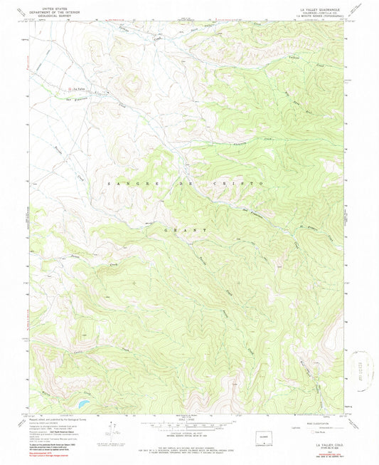 Classic USGS La Valley Colorado 7.5'x7.5' Topo Map Image