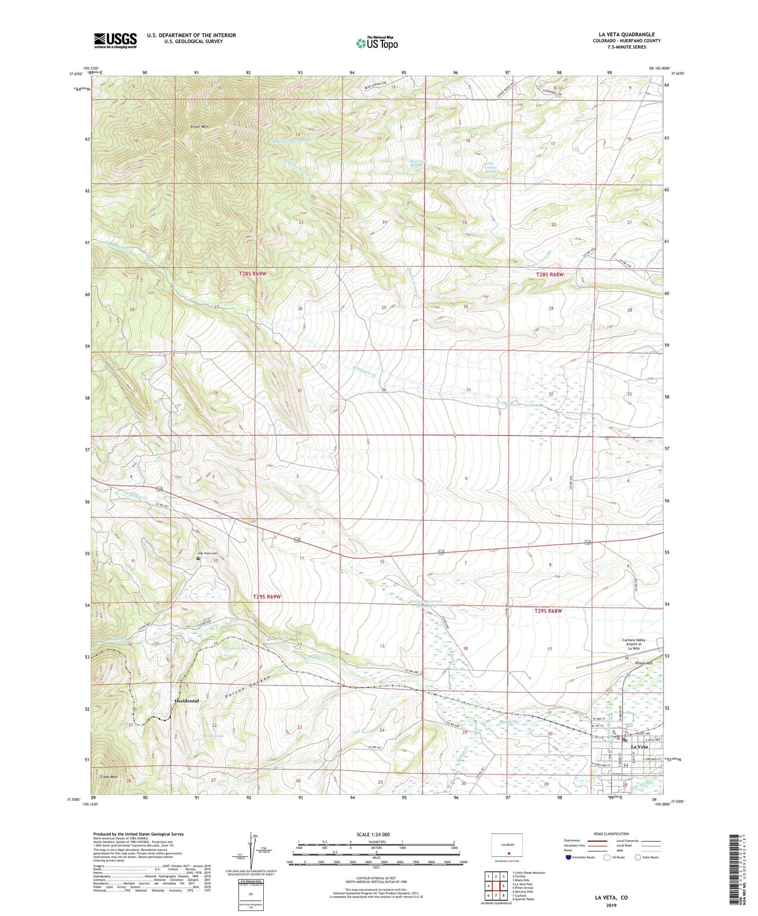 La Veta Colorado US Topo Map Image