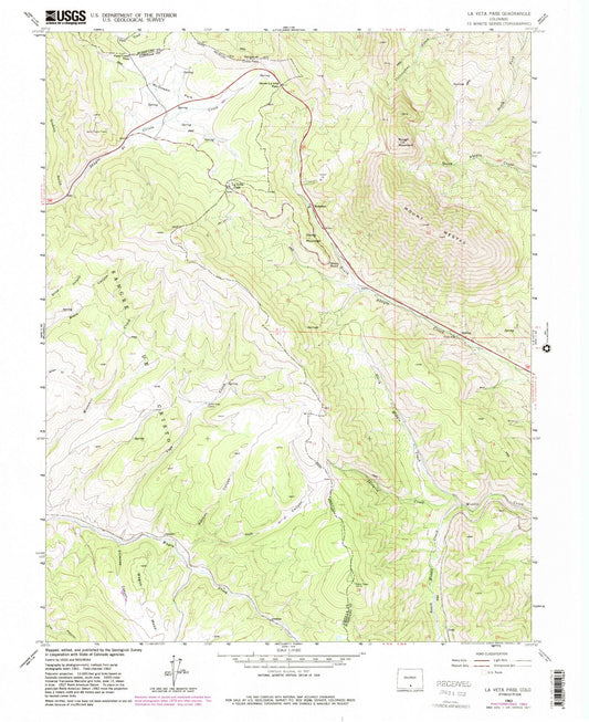 Classic USGS La Veta Pass Colorado 7.5'x7.5' Topo Map Image