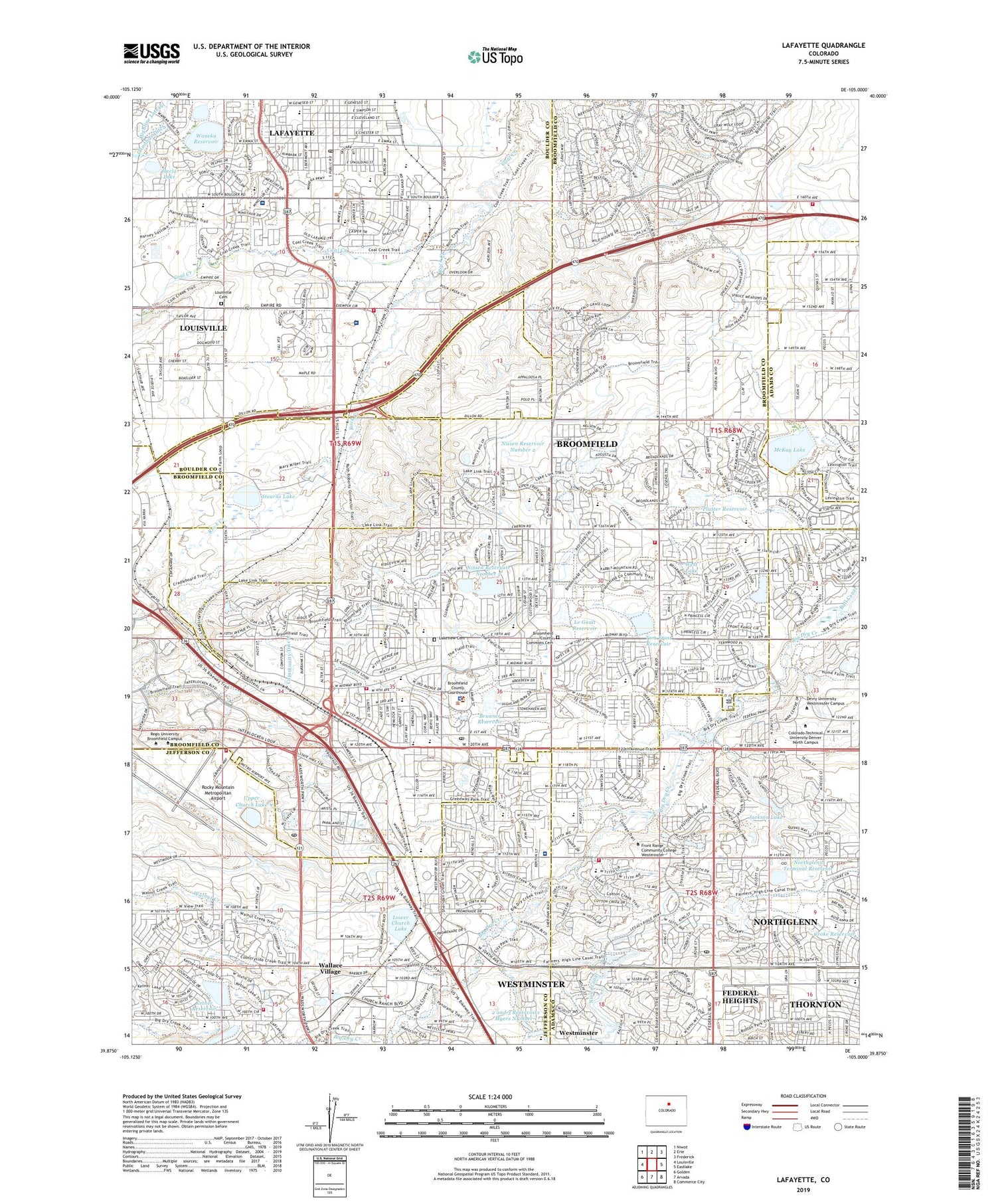 Lafayette Colorado US Topo Map Image