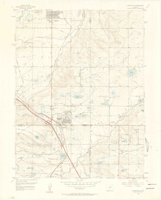 Classic USGS Lafayette Colorado 7.5'x7.5' Topo Map Image