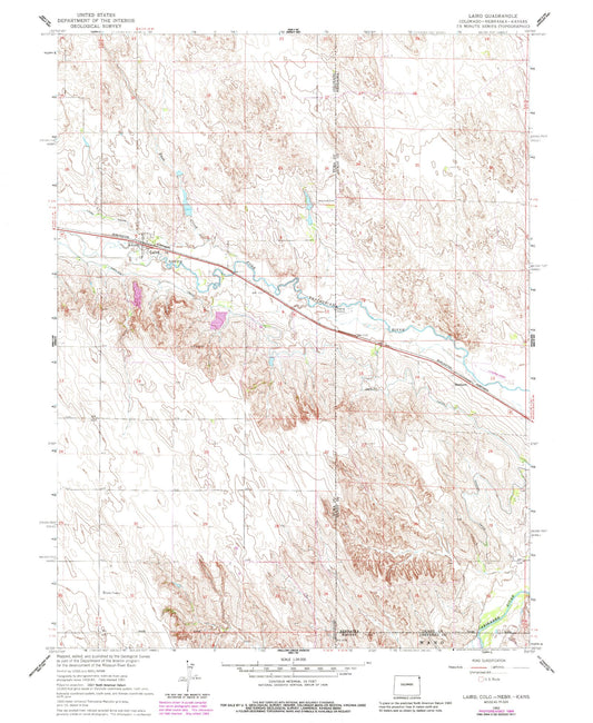 Classic USGS Laird Colorado 7.5'x7.5' Topo Map Image