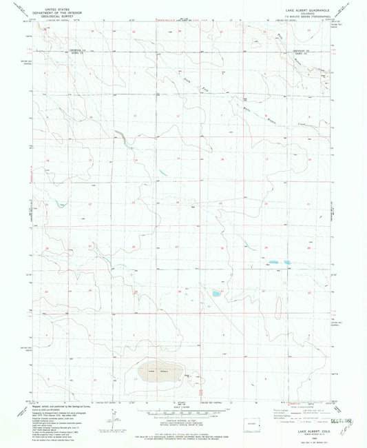Classic USGS Lake Albert Colorado 7.5'x7.5' Topo Map Image