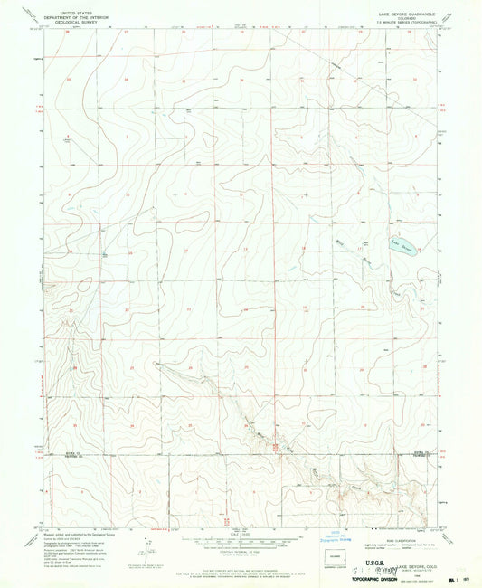 Classic USGS Lake Devore Colorado 7.5'x7.5' Topo Map Image