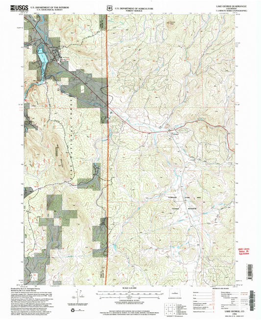 Classic USGS Lake George Colorado 7.5'x7.5' Topo Map Image