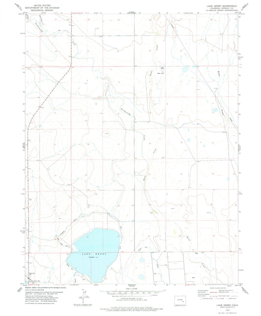 Classic USGS Lake Henry Colorado 7.5'x7.5' Topo Map Image