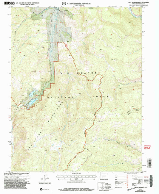 Classic USGS Lake Humphreys Colorado 7.5'x7.5' Topo Map Image