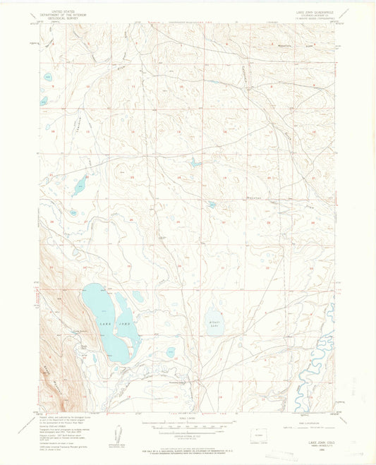 Classic USGS Lake John Colorado 7.5'x7.5' Topo Map Image