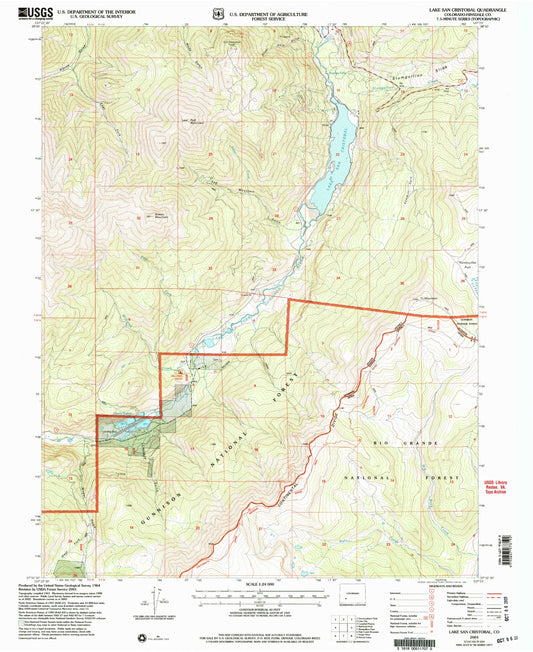 Classic USGS Lake San Cristobal Colorado 7.5'x7.5' Topo Map Image
