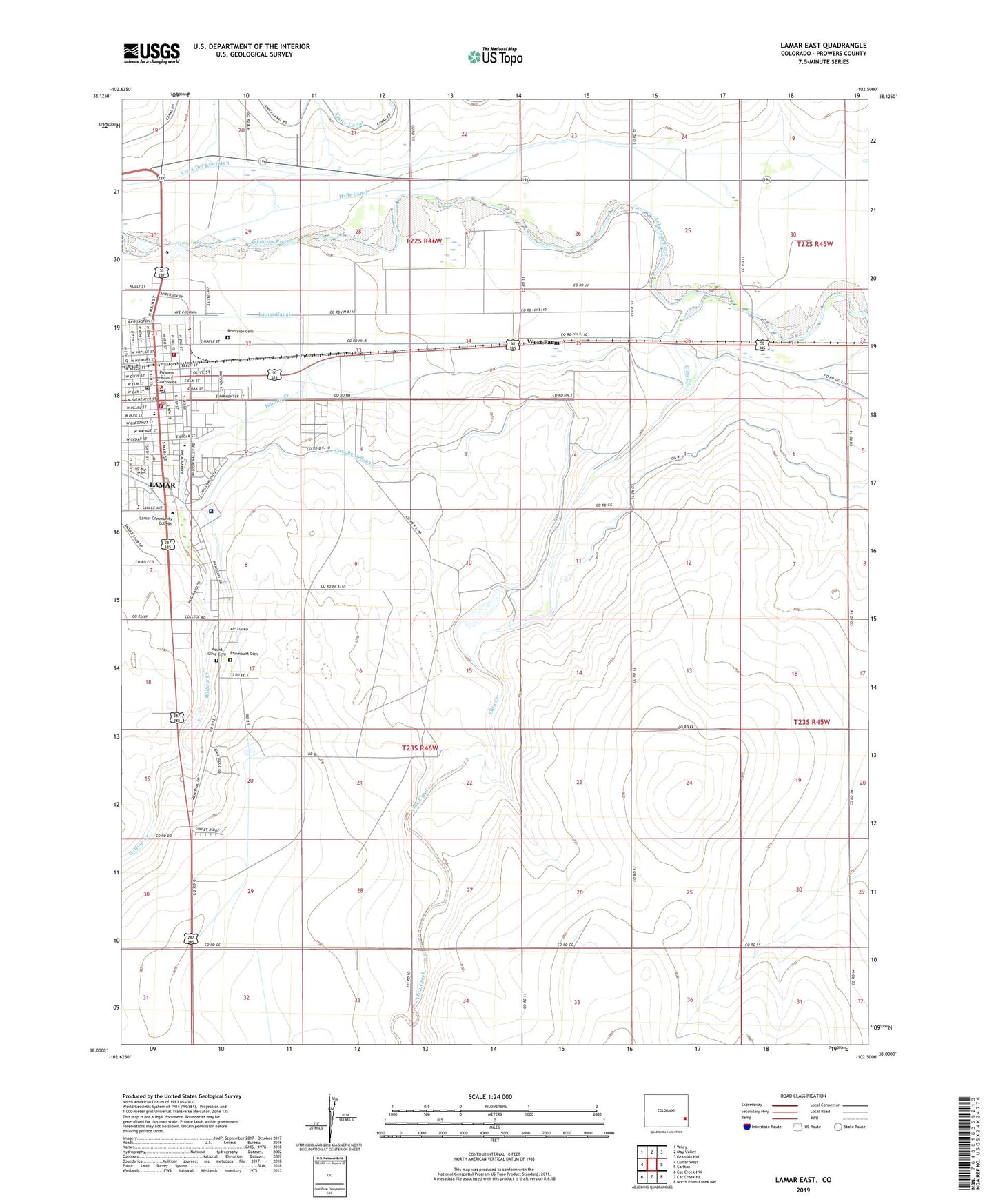 Lamar East Colorado US Topo Map Image