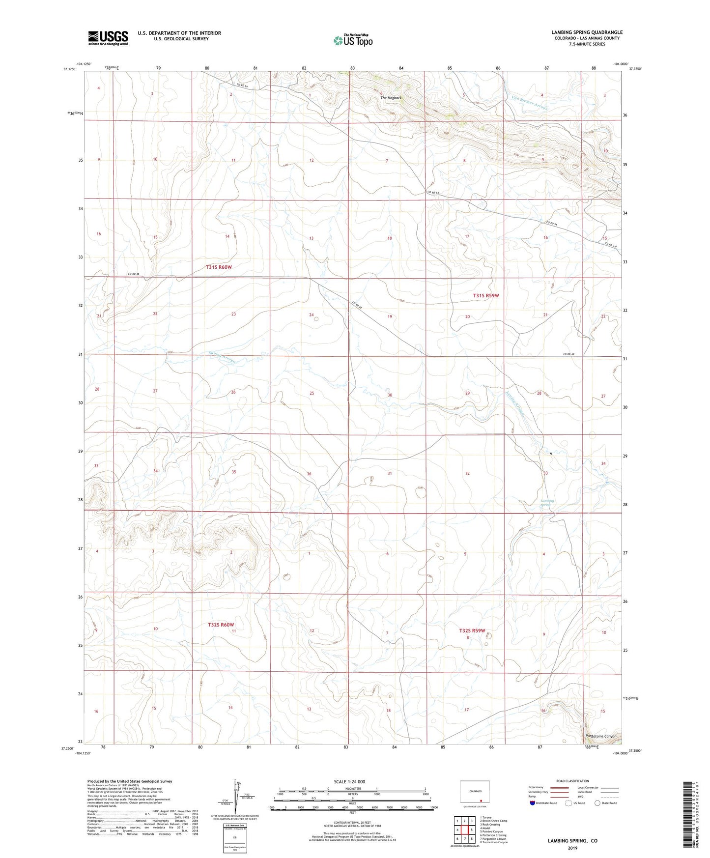 Lambing Spring Colorado US Topo Map Image
