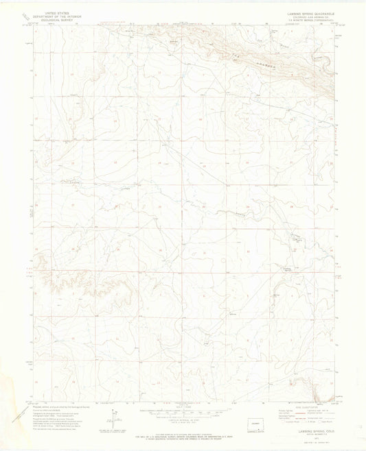 Classic USGS Lambing Spring Colorado 7.5'x7.5' Topo Map Image