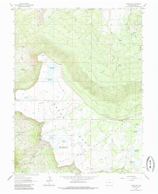 Classic USGS Lands End Colorado 7.5'x7.5' Topo Map Image