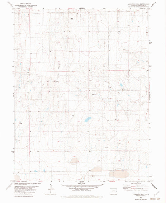 Classic USGS Landsman Hill Colorado 7.5'x7.5' Topo Map Image