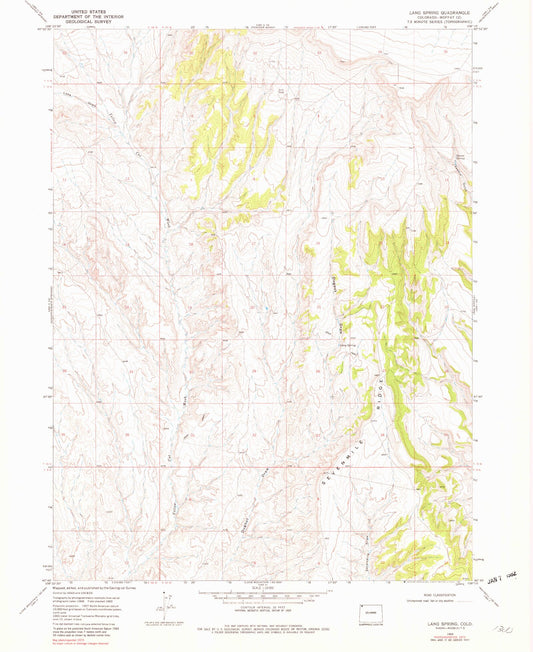 Classic USGS Lang Spring Colorado 7.5'x7.5' Topo Map Image