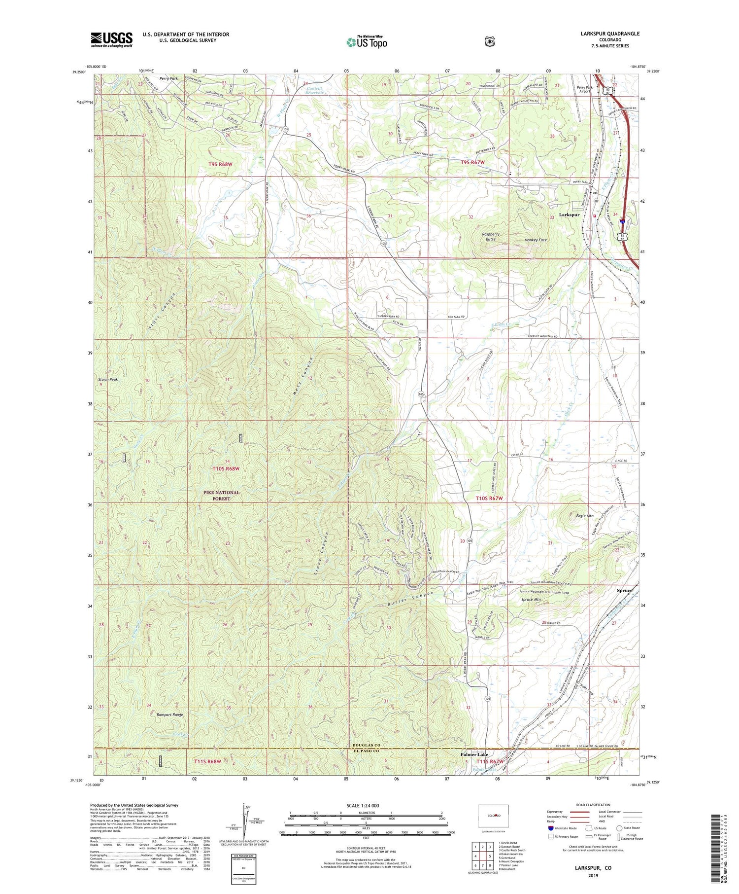 Larkspur Colorado US Topo Map Image