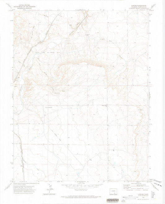 Classic USGS Lascar Colorado 7.5'x7.5' Topo Map Image
