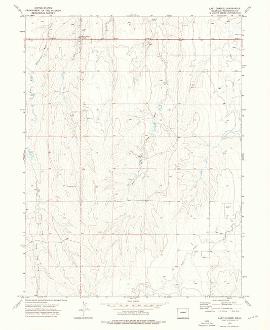 Classic USGS Last Chance Colorado 7.5'x7.5' Topo Map Image