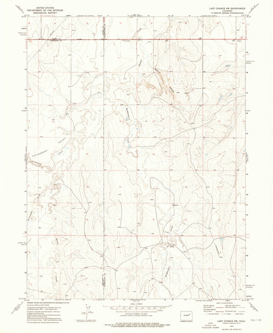 Classic USGS Last Chance NW Colorado 7.5'x7.5' Topo Map Image