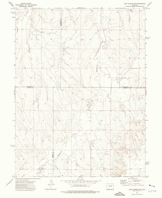 Classic USGS Last Chance SW Colorado 7.5'x7.5' Topo Map Image