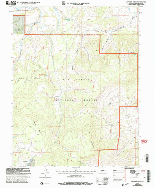 Classic USGS Laughlin Gulch Colorado 7.5'x7.5' Topo Map Image