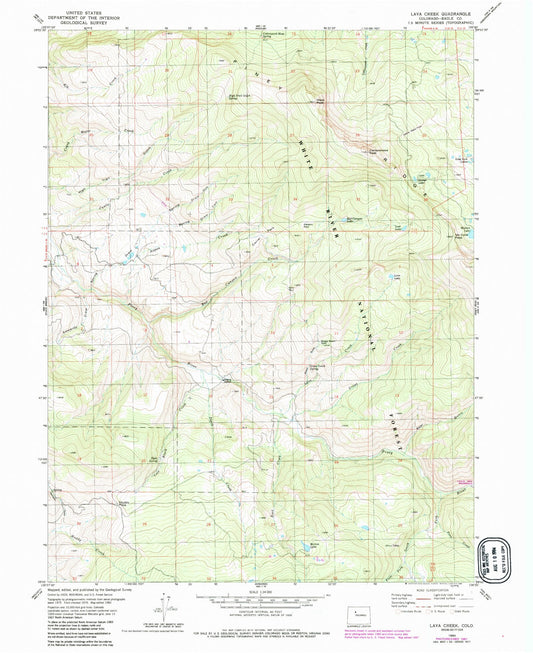 Classic USGS Lava Creek Colorado 7.5'x7.5' Topo Map Image