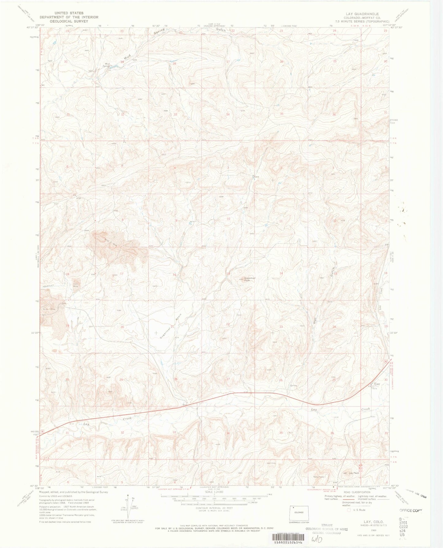 Classic USGS Lay Colorado 7.5'x7.5' Topo Map Image