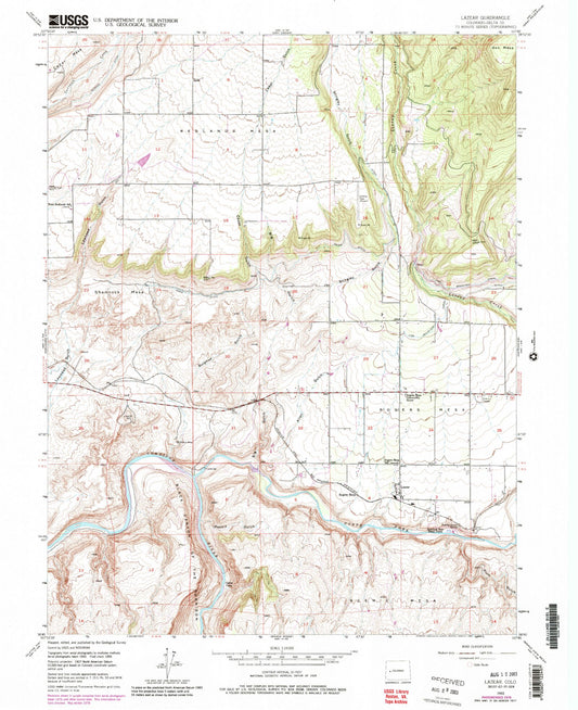 Classic USGS Lazear Colorado 7.5'x7.5' Topo Map Image