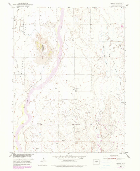 Classic USGS Leader Colorado 7.5'x7.5' Topo Map Image