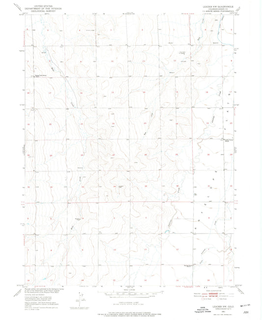 Classic USGS Leader NW Colorado 7.5'x7.5' Topo Map Image