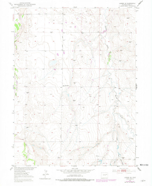 Classic USGS Leader SE Colorado 7.5'x7.5' Topo Map Image