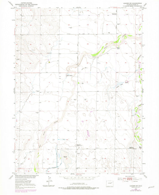 Classic USGS Leader SW Colorado 7.5'x7.5' Topo Map Image