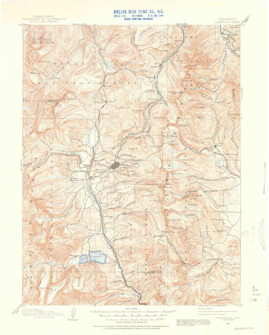 Historic 1889 Leadville Colorado 30'x30' Topo Map Image