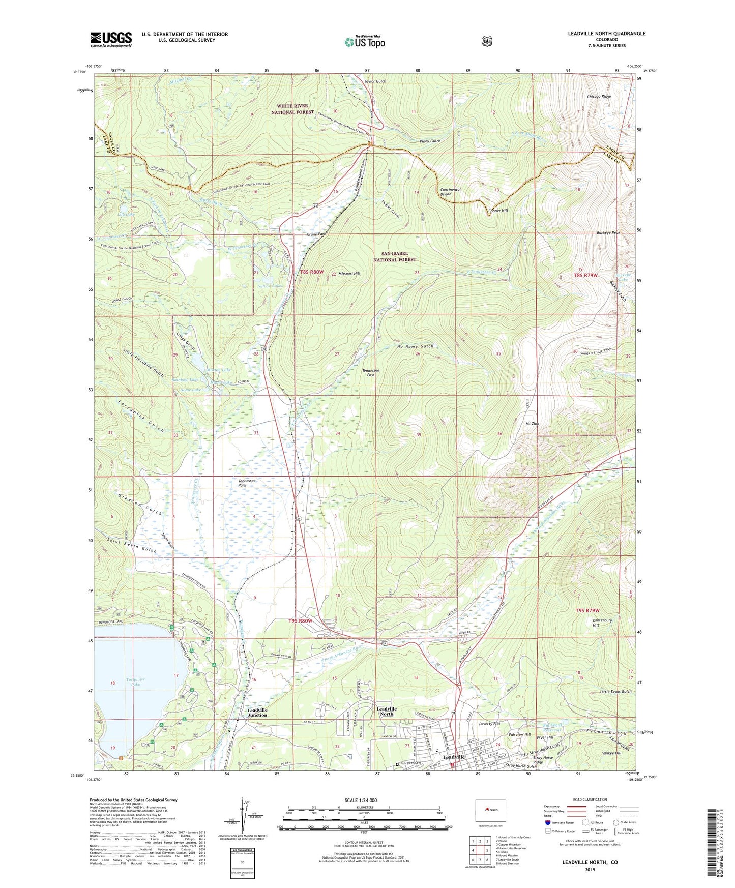 Leadville North Colorado US Topo Map Image