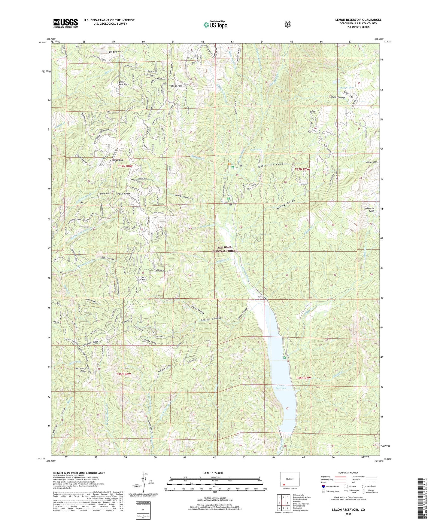 Lemon Reservoir Colorado US Topo Map Image