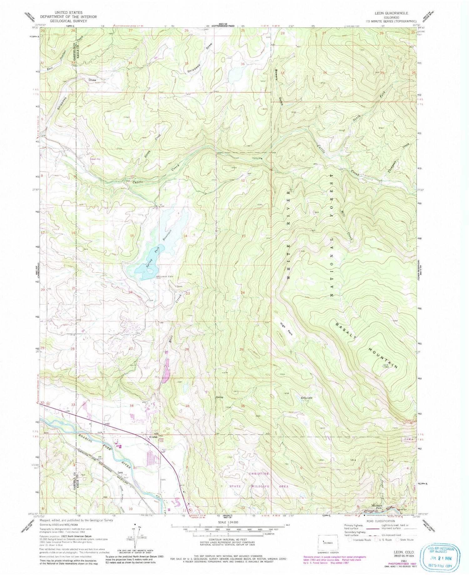 Classic USGS Leon Colorado 7.5'x7.5' Topo Map Image