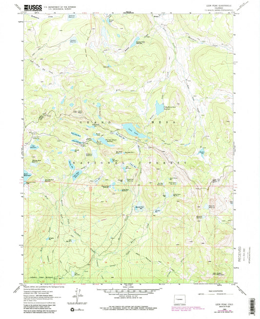 Classic USGS Leon Peak Colorado 7.5'x7.5' Topo Map Image