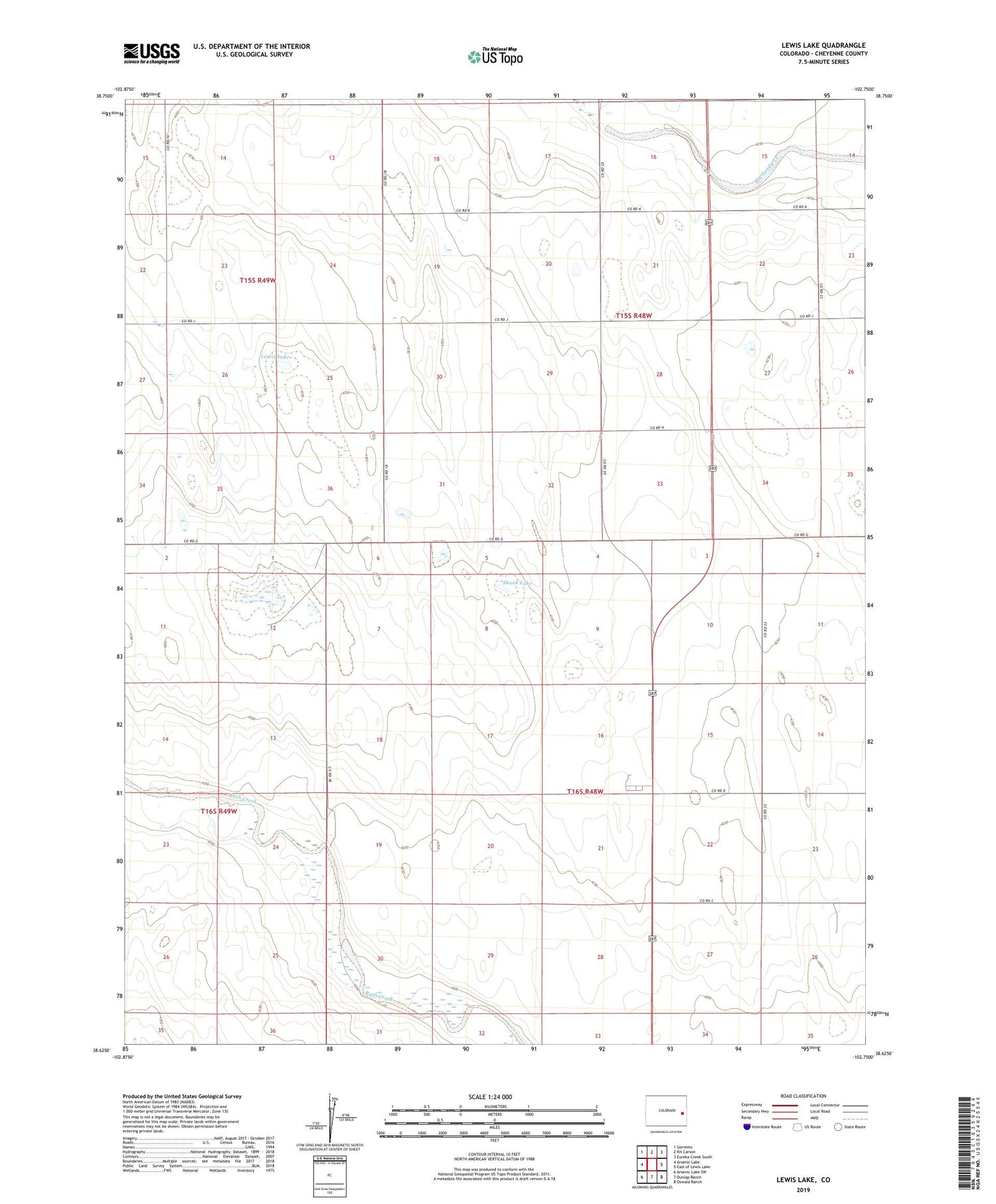 Lewis Lake Colorado US Topo Map Image