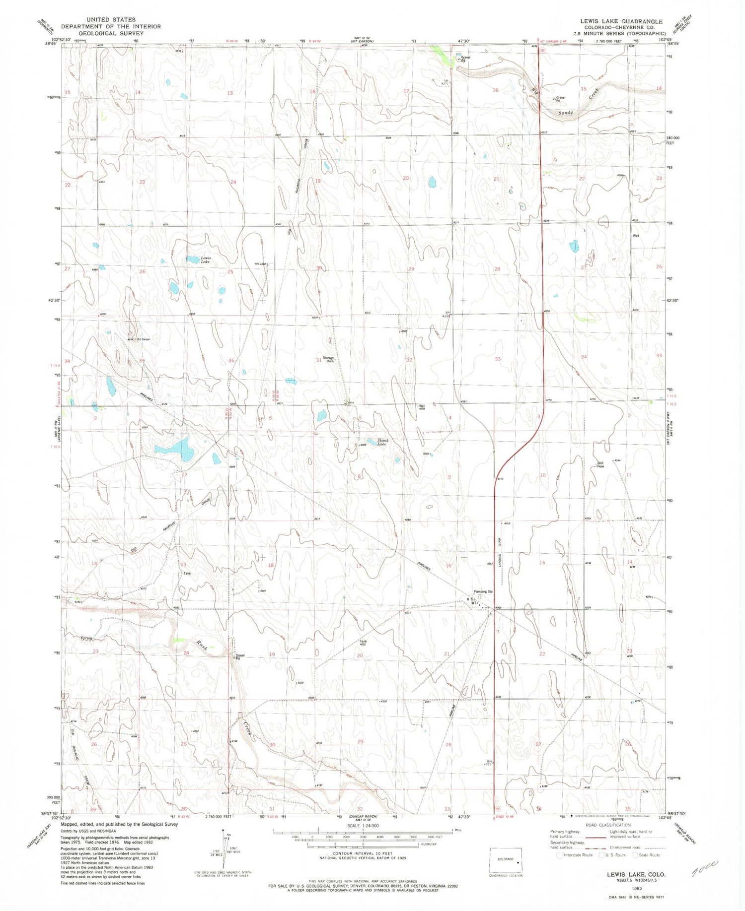 Classic USGS Lewis Lake Colorado 7.5'x7.5' Topo Map Image